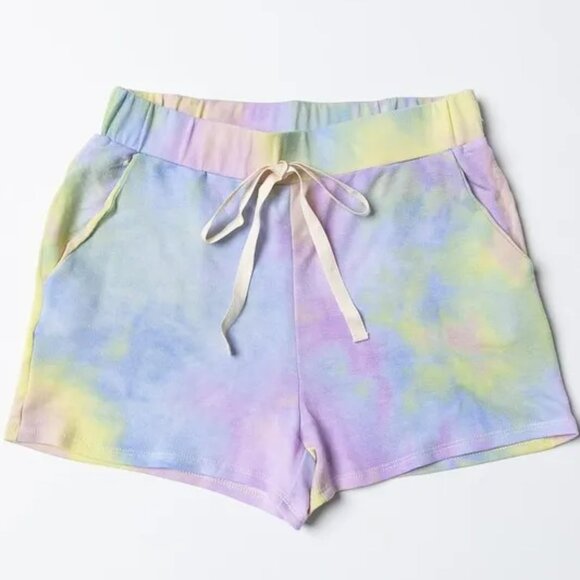 BiBi Tie Dye French Terry Casual Shorts with‎ Twill Tape - Picture 12 of 13